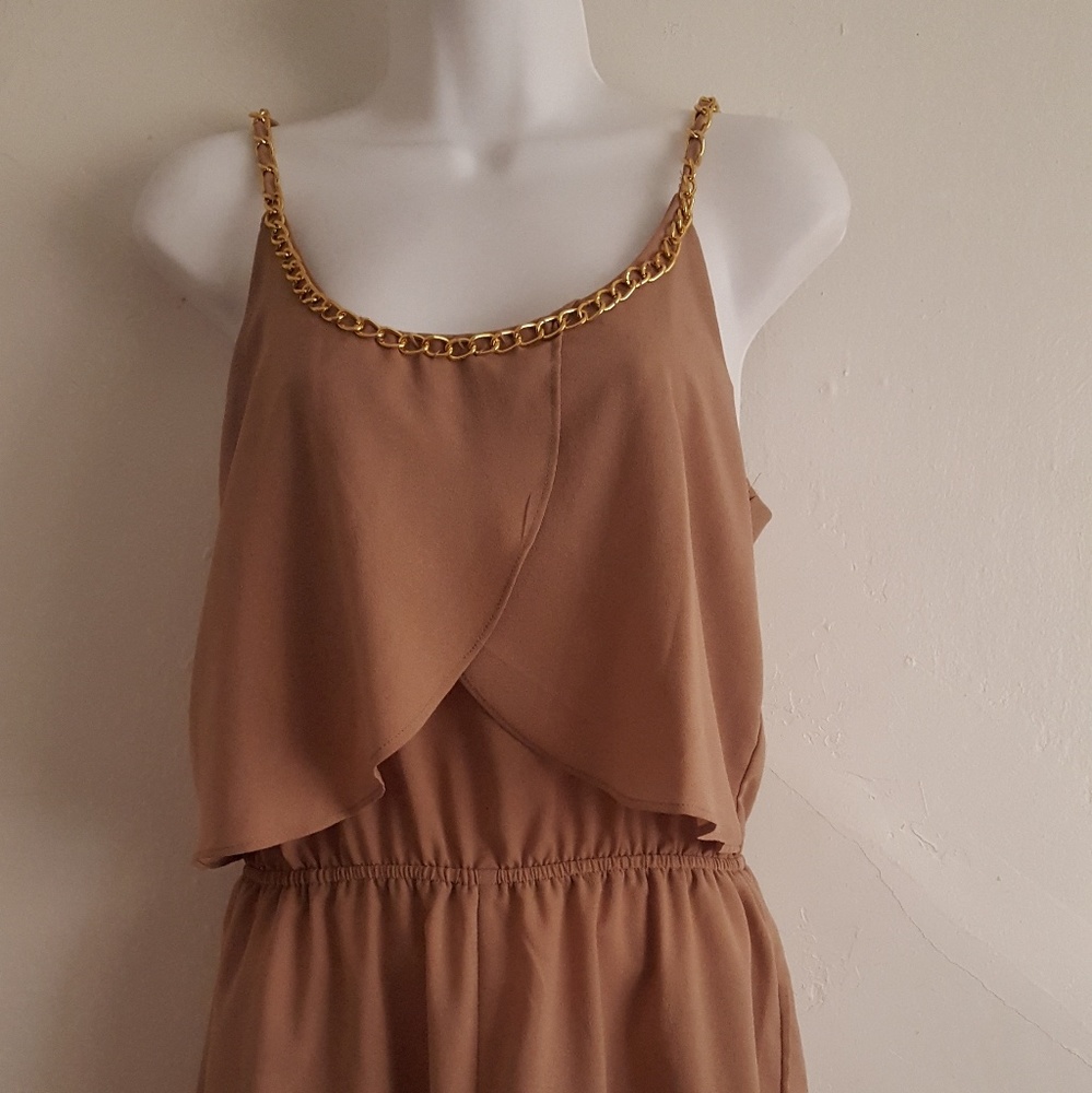 Shorts Romper - Brown & Gold